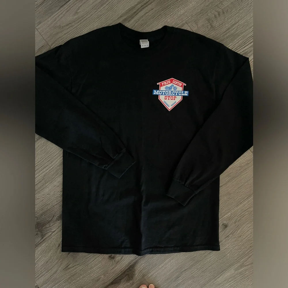 Frio Canyon Motorcycle Stop Leakey Texas‎ Men’s Long Sleeve Size Medium